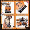 Cute Halloween Animal Decor 4 Pcs Highland Cow Table Decoration, Rustic Wooden Pumpkin Bat Bucket Zombie Signs, Farmhouse Tabletop Centerpiece