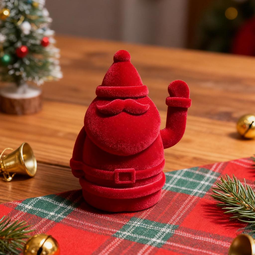 Santa Statue Waving Flocked Table Decorations Christmas Standing Figurine For Christmas Party Table Living Room Bedroom