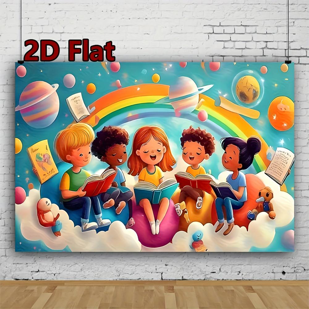 2D Plane - 2D Plane 1 piece of space-themed reading party backdrop banner 100x150cm