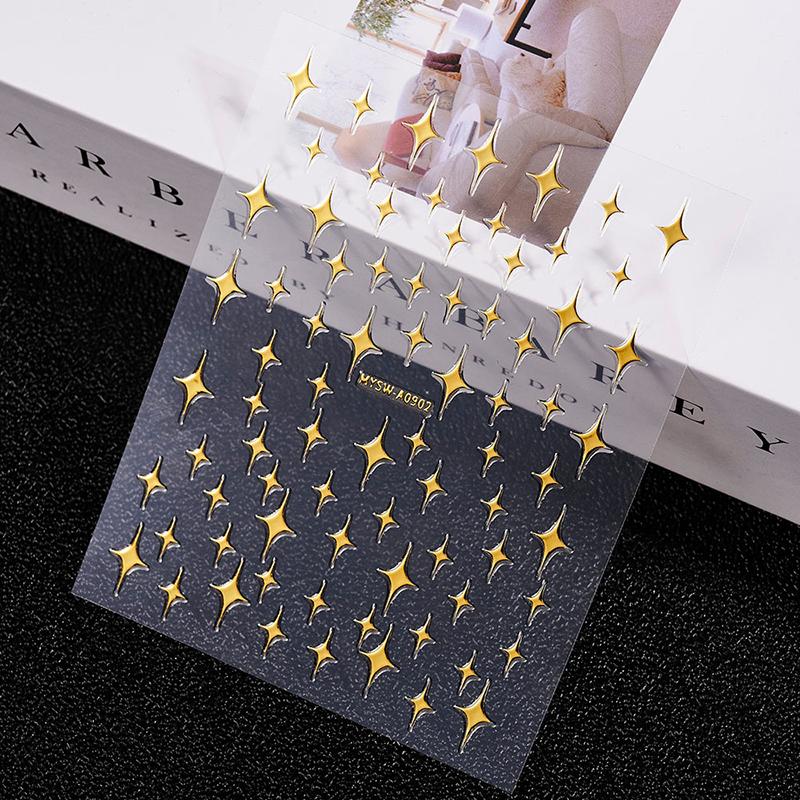 9Pcs/Set 3D Colourful Star Nail Art Sticker Geometry Star Sticker Diy Transfer Decal Designs Nail Accessories