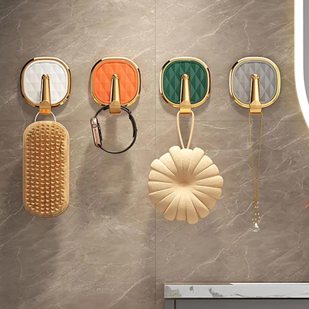 1pcs Luxury Punch-Free Wall Hooks Strong Sticky Coat Clothes Door Towel Bag Kitchen Organizer Hanger Key Easy Install Rack