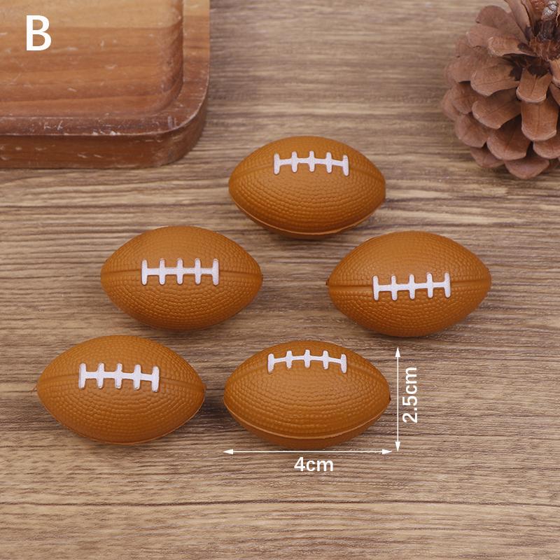 5Pcs Mini Soft Elastic Pu Sponge Rugby Ball Mini Decompression Ball Squeeze Balls Anti Stress Kids Toy Balls Hand Exercise