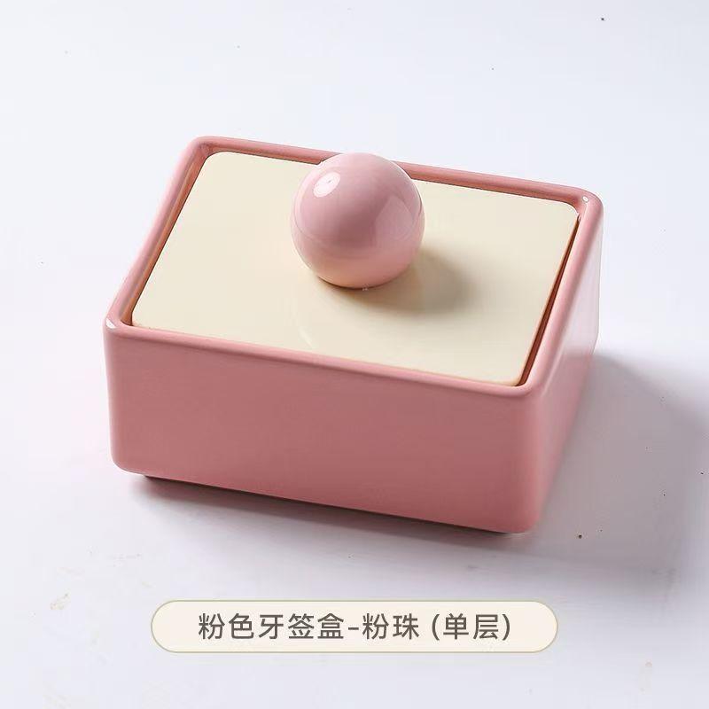 Dopamine Creative Ceramic Open Lid Toothpick Box Exquisite Storage Home Internet Celebrity Ornaments