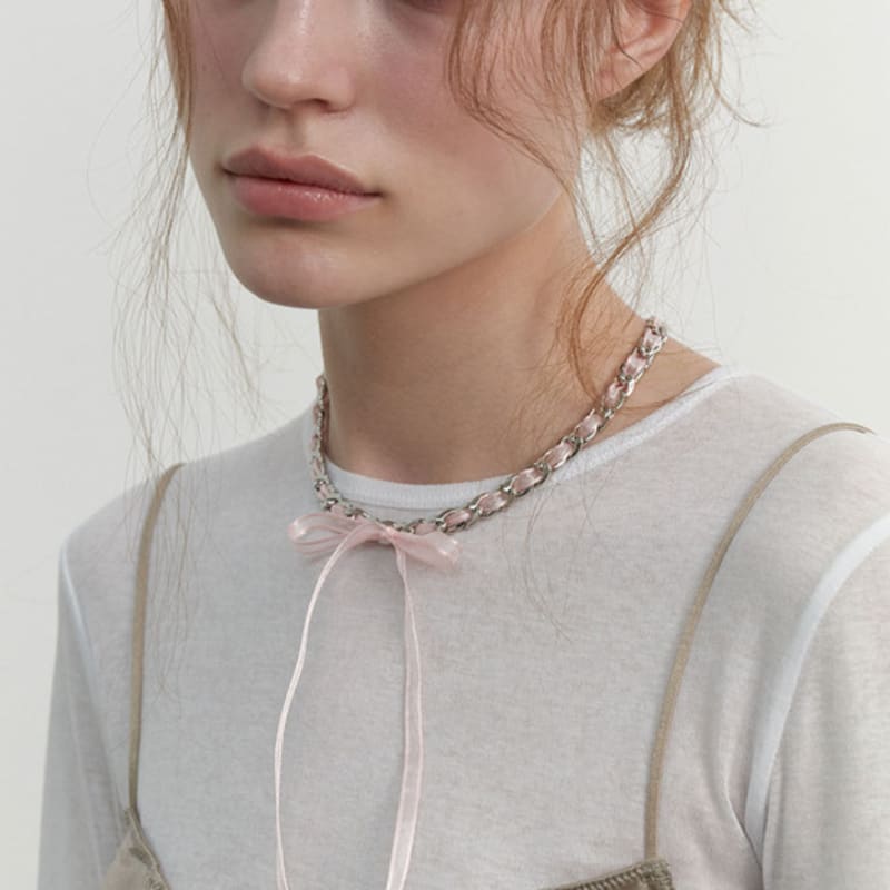 LOVE ME MONSTER Bebe Sheer Ribbon Chain Necklace (L241MNK090)