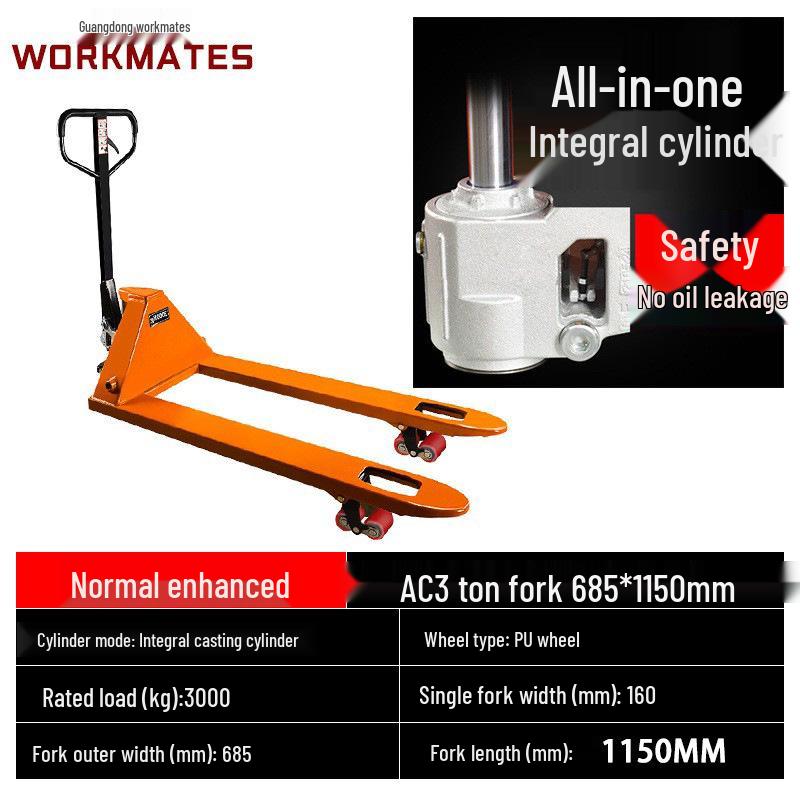 Manual Hydraulic Pallet Truck Forklift, 2/3 Ton Capacity, Warehouse Hand Pallet Mover