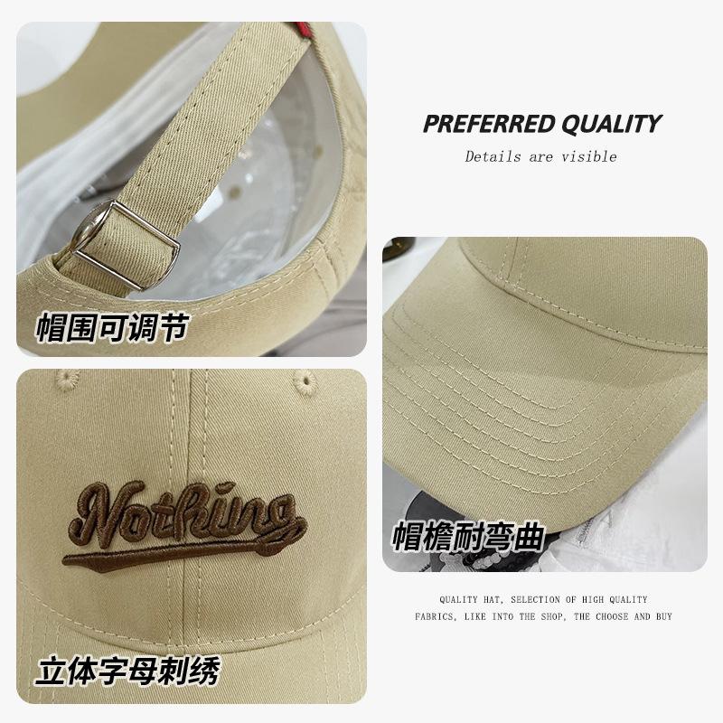 Soft top baseball hat men's big head circumference shows a small face three-dimensional embroidery pure cotton cap outdoor versatile sun hat women