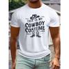 Men's Summer T-shirt, Cowboy Costume Graphic Print Short Sleeve Tees Trend Casual Tops For Daily Life, Big & Tall Guys