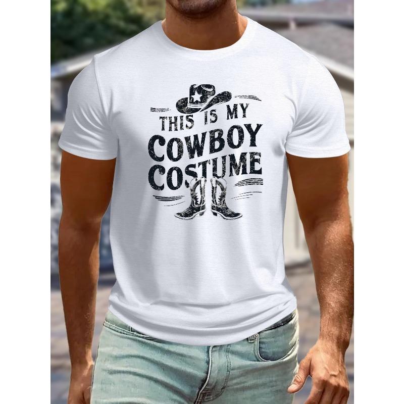 

Men s Summer T-shirt, Cowboy Costume Graphic Print Short Sleeve Tees Trend Casual Tops For Daily Life, Big & Tall Guys 2XL белый