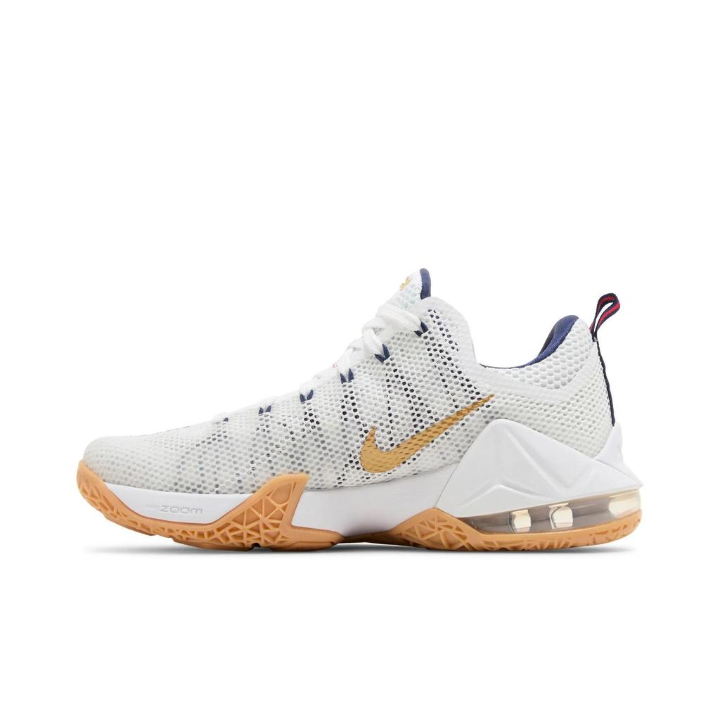 Nike LeBron 12 Low 'USA' (Unisex) White / Midnight Navy / University Red / Metallic Gold Basketball Shoes 724557 174