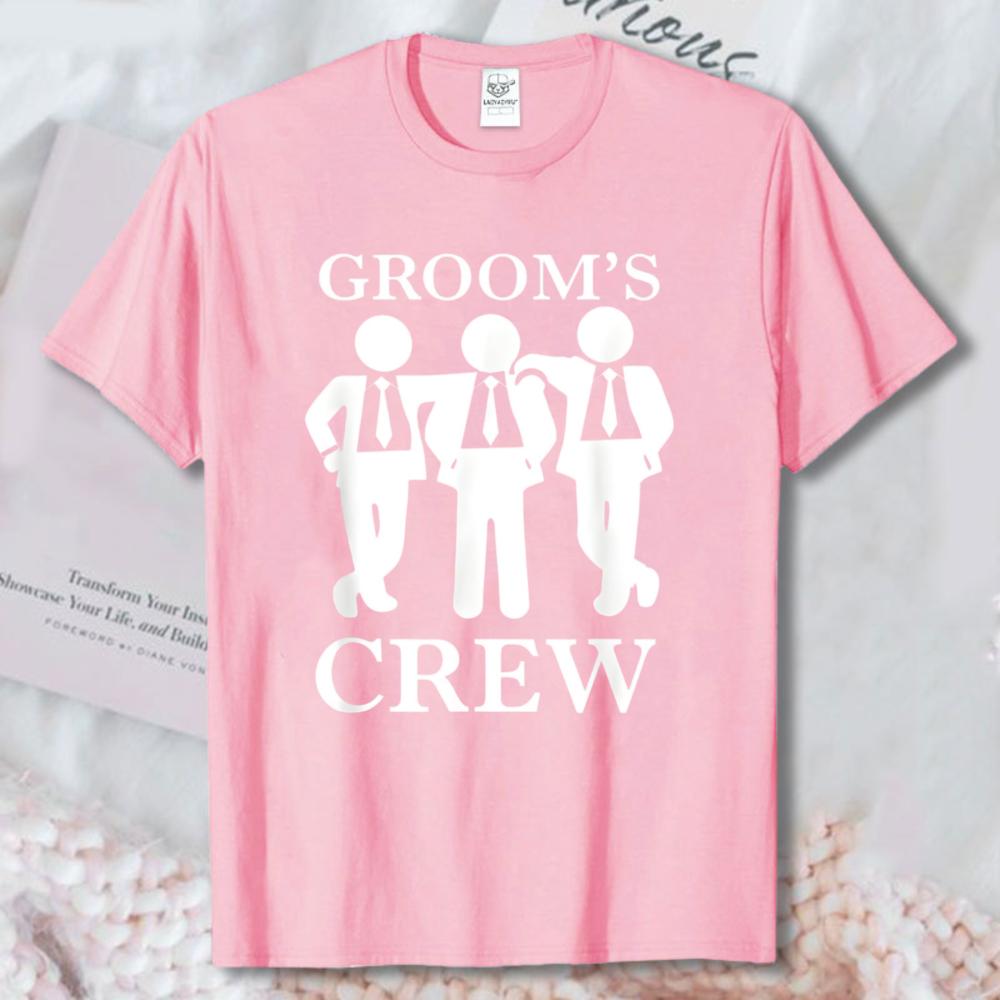 Grooms Crew Suit Stick Figure Cotton Unisex TShirt Minimal Wedding Groomsunisex Graphic Short Sleeve Tops Bachelor Party Casual Tee