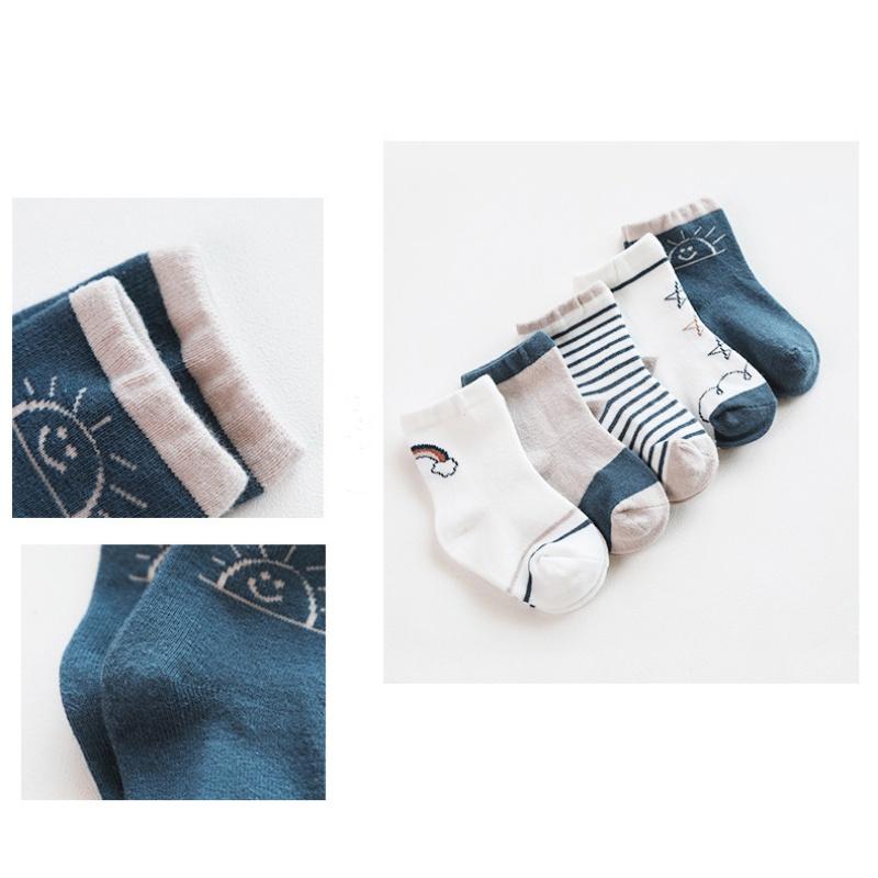 5Pairs/Set Kids Boys Girls Socks Spring Autumn Cotton Cartoon Print Toddler's Socks Infant Baby Clothes Accessories 0-3Years Old
