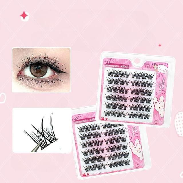 

LuxeFlutter - Natural Crisscross Cluster Glue-Free False Eyelashes Black - One Size