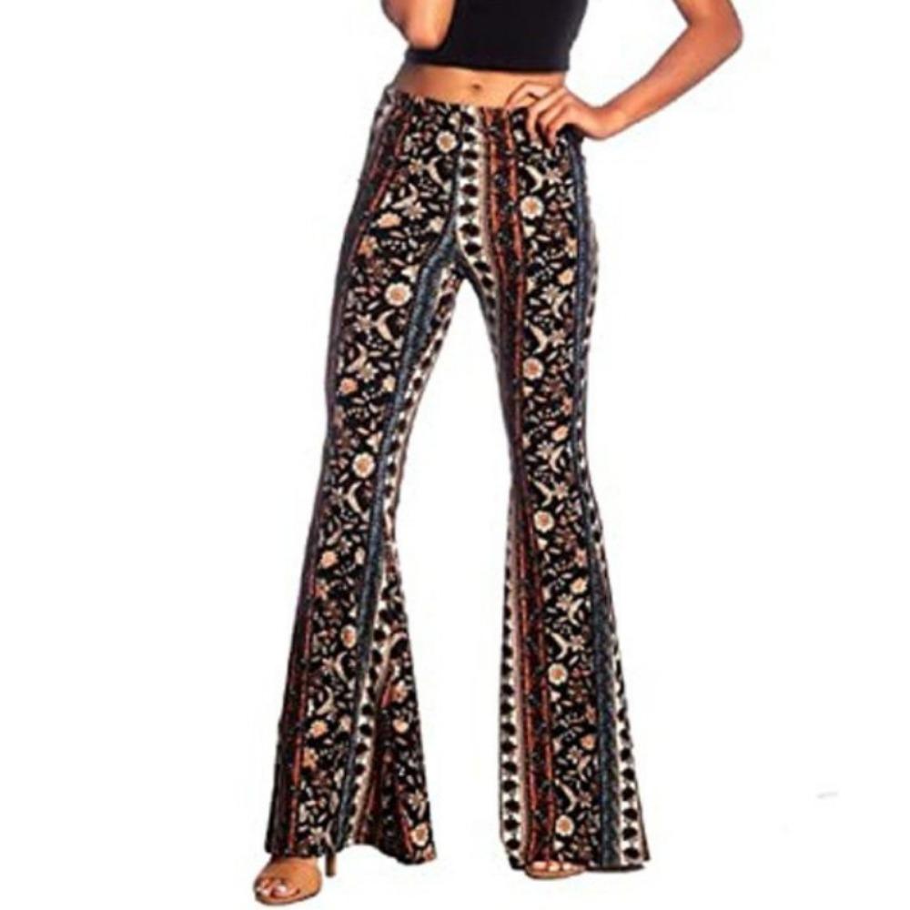 GMXIA Spring/Summer Trend Skinny Wrap Hip Retro Print Tide Micro Flare Trousers