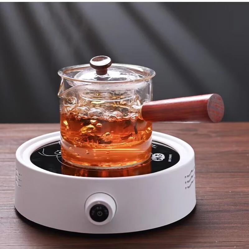 Side Handle Glass Teapot Set with White Electric Ceramic Stove
