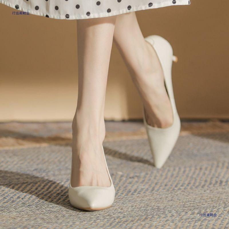 Temperament New Professional Pointed Soft Leather Work Shoes Wear-resistant High Heels Versatile Light Mouth Single Shoes