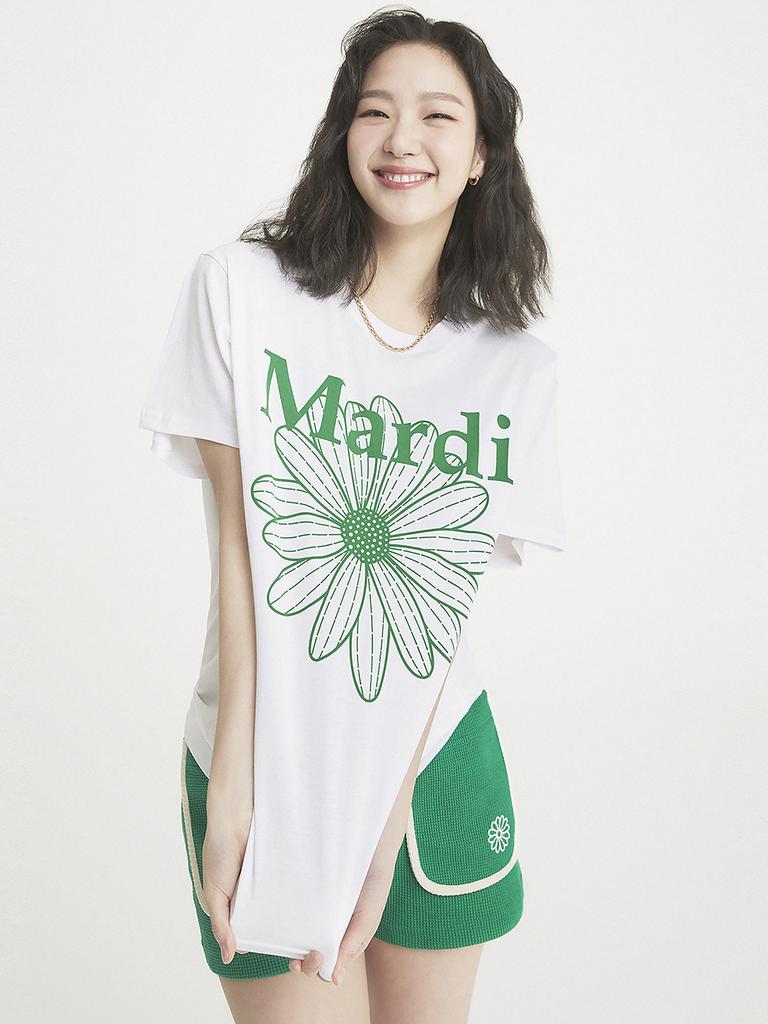 [mardimercredi] T-Shirt Flower Mardi White Green