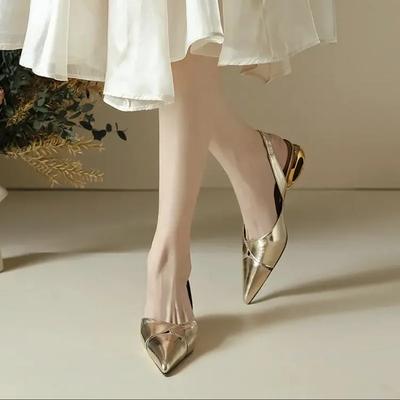 Vrouwen Puntige Tenen Pumps Mid Chunky Hakken Slingback Sandalen Schoenen Zomer Nieuwe Vintage Vrouw Dame Vrouwelijke Sandalen Slippers Schoenen