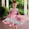 Girl Casual 3D Silver Wave Print Round Neck Long Sleeve Dress Kid Princess Dress