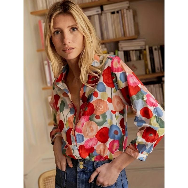 Summer fashion new printed women's long-sleeved shirt