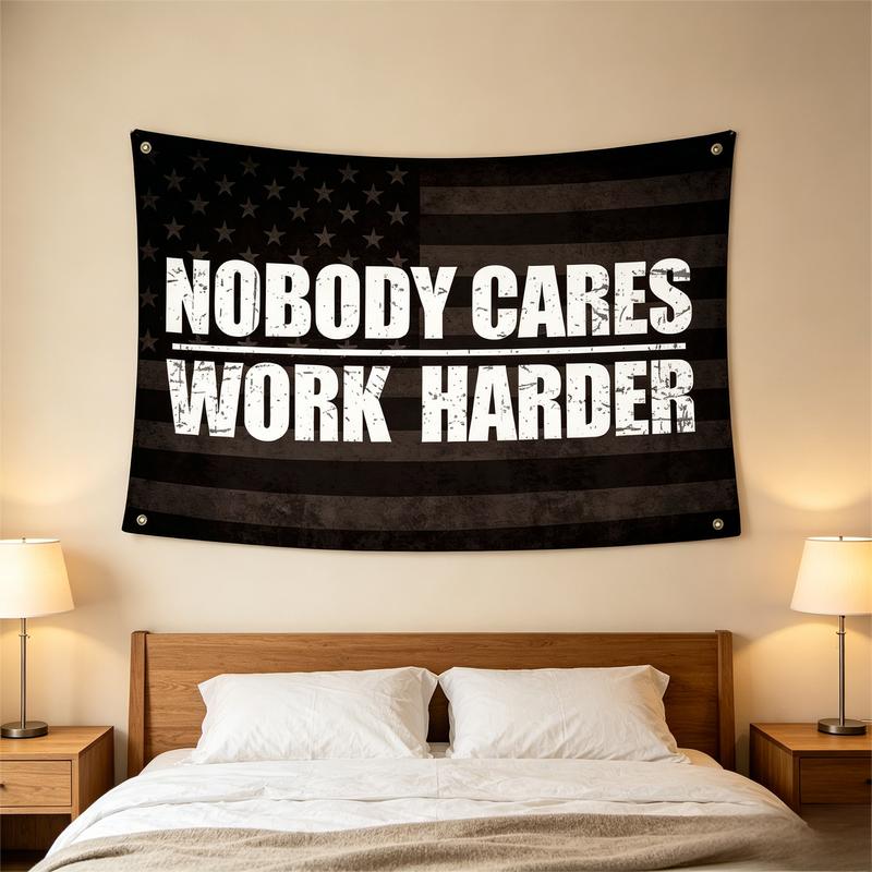Black Distressed Flag Quote Tapestry Wall Hanging Motivational Aesthetic Wall Art College Dorm Bedroom Living Room Decor