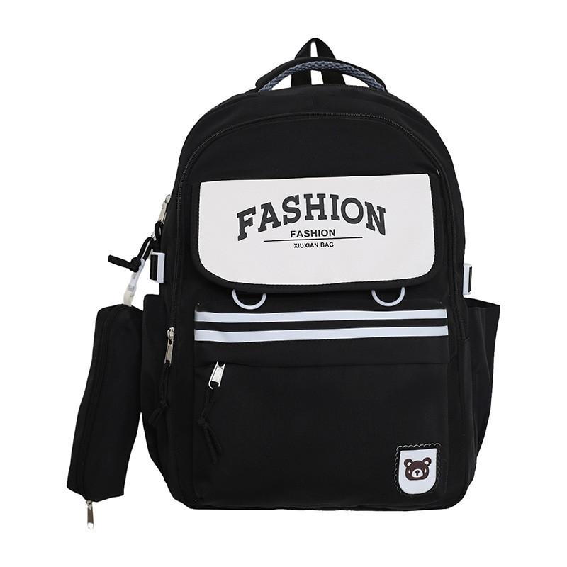 Print Letter Fashion Backpack With 16in Laptop Compartment Breathable For School