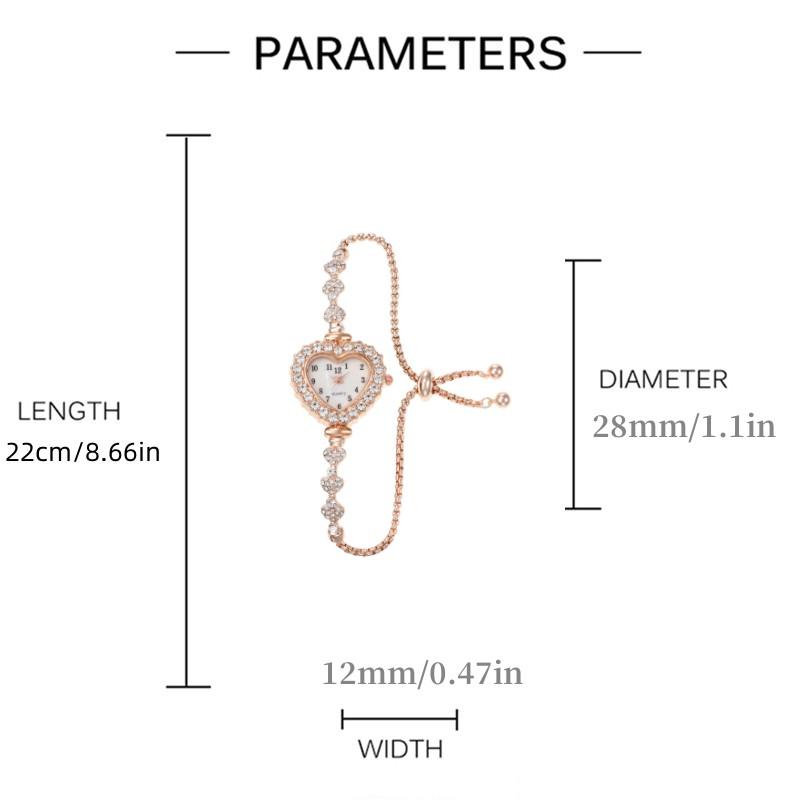 Γυναικείο Ρολόι με Καρδιά από Στρας με Λαμπερό Καντράν & Μπρασελέ από Κράμα σε Χρυσό Τόνο - Συμπαγές Ρολόι Χαλαζία για Καθημερινή Κομψότητα