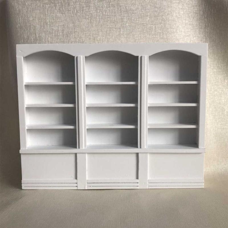 ZK401:12 Doll House Accessories Mini Bookshelf Display Cabinet Bookcase Furniture Toy White