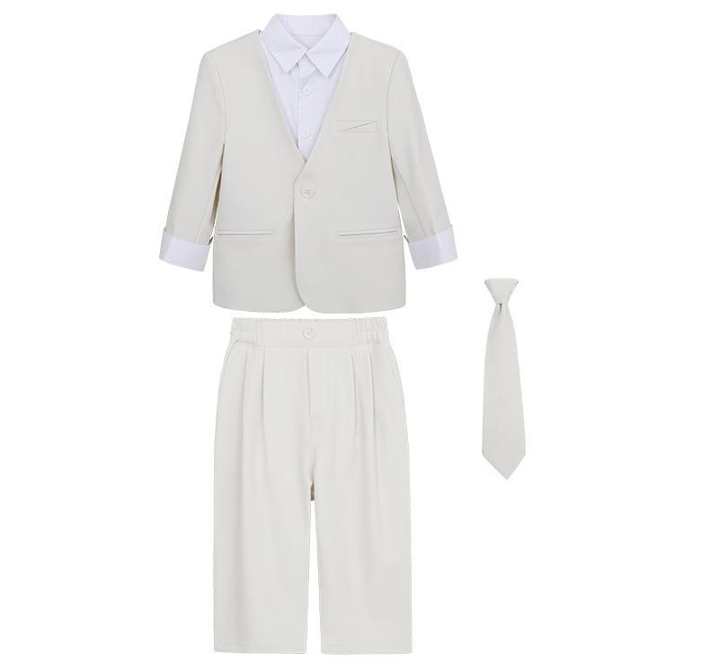 Completo da Bambino Primavera Nuovo Set Smoking Formale per Ragazzo Blazer Cravatta Pantaloni Set per Pianoforte Presentatore Discorso Cerimonia Outfit Scolastico Bambino Piccolo 8 10 Anni
