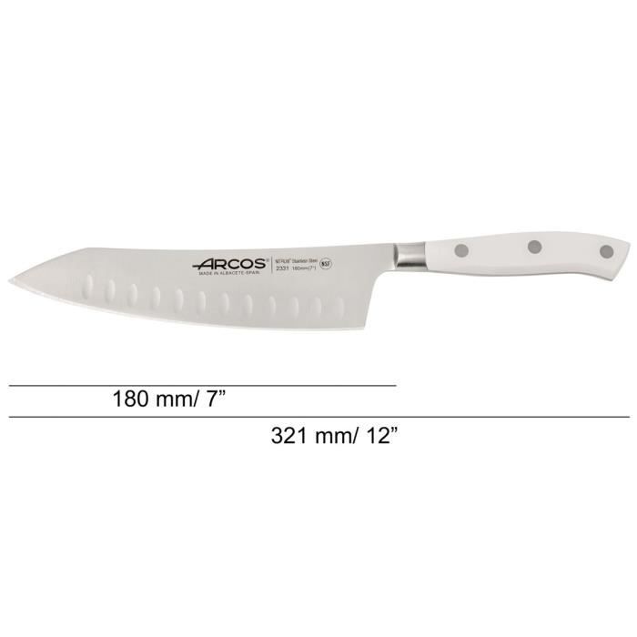 ARCOS Riviera Blanc - Couteau Rocking Santoku (180 Mm)