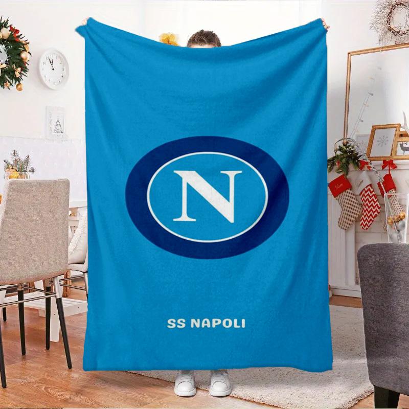 Coperta con Emblema del Napoli Calcio Coperta in Flanella da Esterno per Campeggio, Escursionismo, Feste in Giardino, Essenziali per Picnic, regalo per famiglia e amici