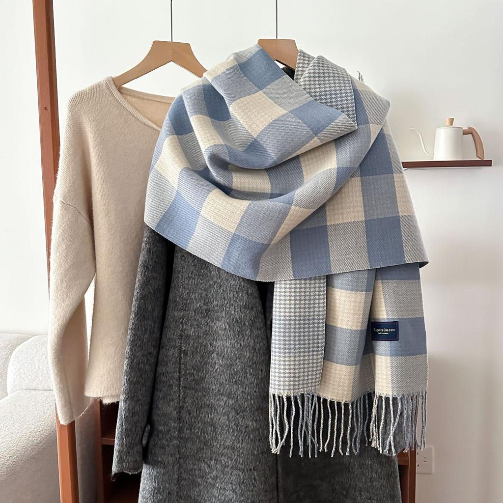 Chic Plaid Scarf for Women - Cozy & Warm, Perfect for Fall/Winter | Versatile Thick Shawl with Tassels