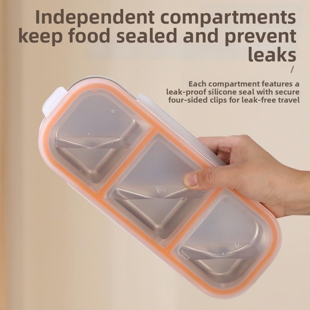 Leakproof Stainless Steel Lunch Box Reusable Fruit Food Fresh Box Seasoning Tray Camping