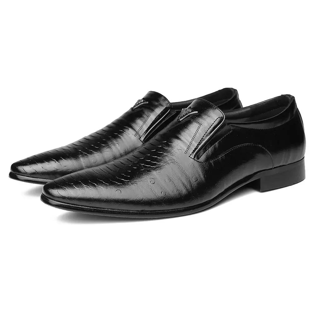 Fashion Men's Loafers Casual Shoes Leather Classic Low-Cut Embossed Oxford Comfortable Italian Dress Mens Business Man Plus Size 38-48