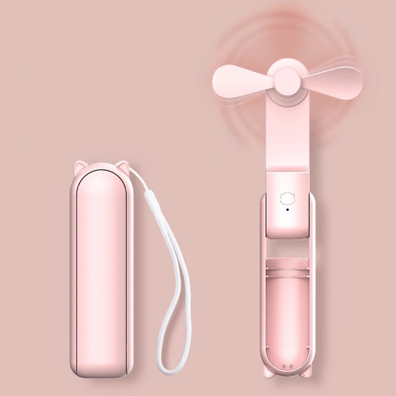 Mini Fan 3 IN 1 Rechargeable Hand Fan Foldable Small Fan with Power Bank Function 2000mAh Cooling Fan