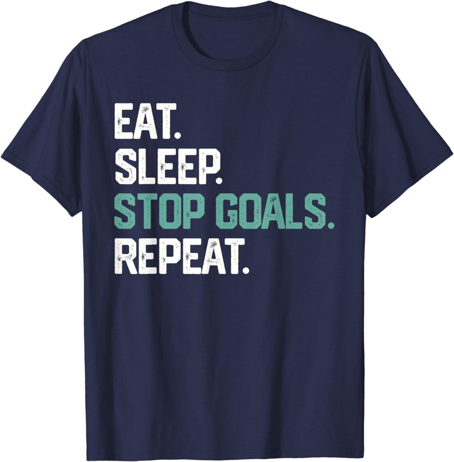 Funny Soccer Hockey Eat Sleep Stop Goals Repeat T-Shirt S разноцветный