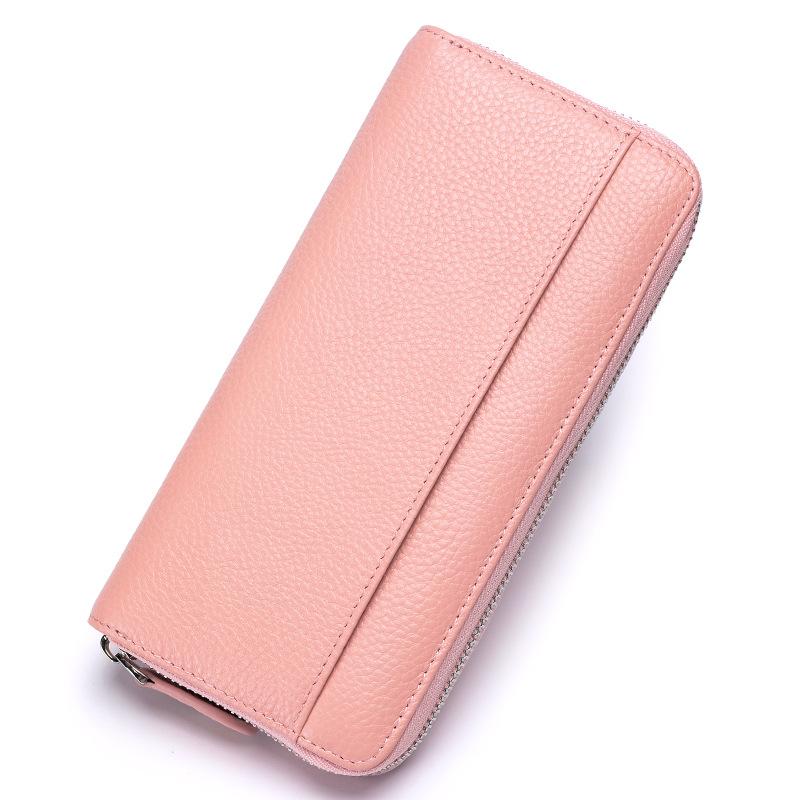 Cowhide Organ Bag, Long Zipper Lady's Wallet, Genuine Leather Large-capacity Clutch