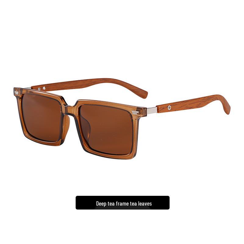 High-End Retro Square Sunglasses with UV Protection & Wood Grain Legs for Men & Women
