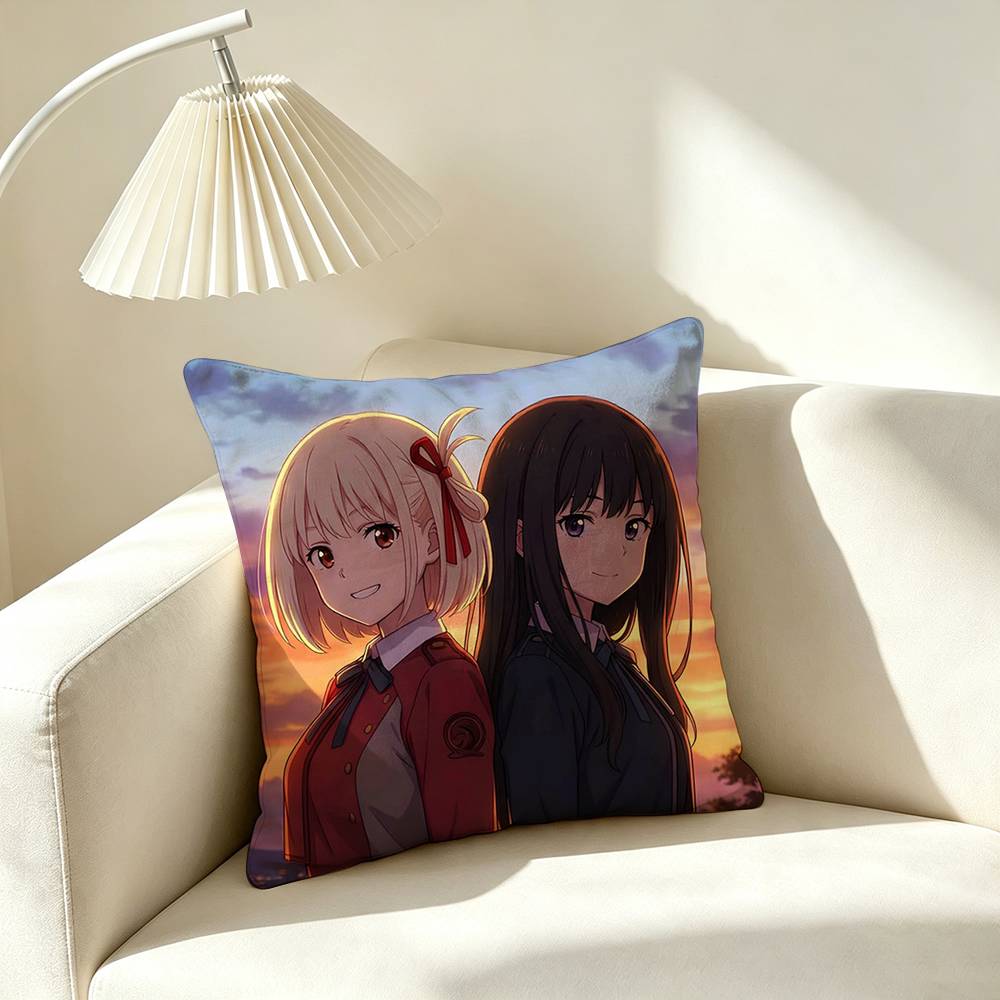 L-Lycoris Recoil Chisato Takina  Pillow Case Square Double-Sided Sofa Cushion Cover Bedroom Bedside Pillow
