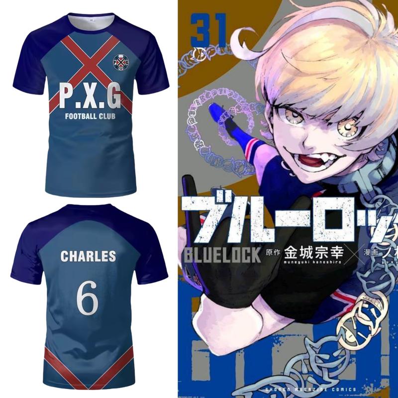 Anime Charles Košile Cosplay Kostýmy #6 Fotbalový Klub Dres Charles Fotbalové Tréninkové Tričko 3D Tisk