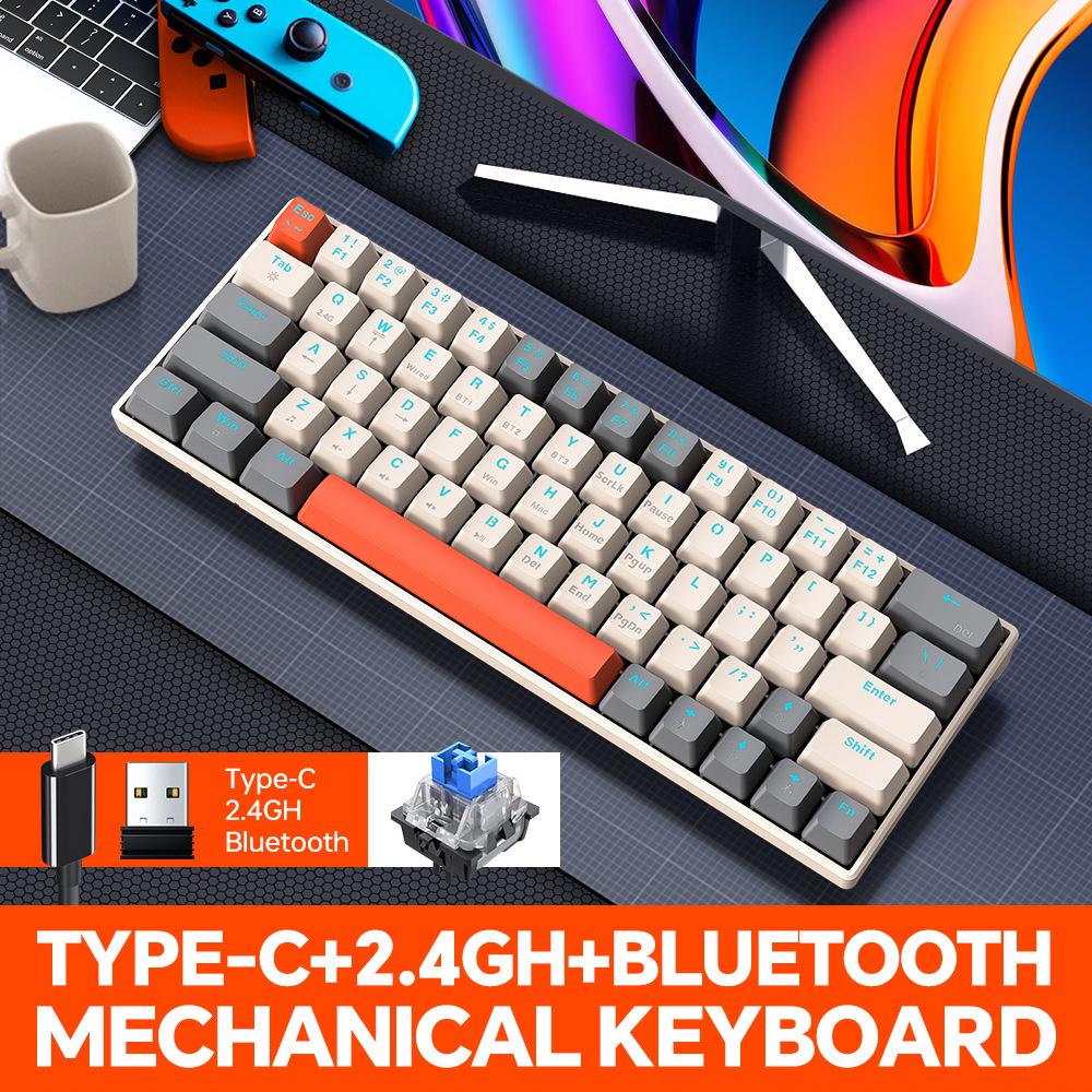 T-WOLF T30 Wireless RGB Mechanical Gaming Keyboard - Bluetooth, Three Modes, Blue Switches