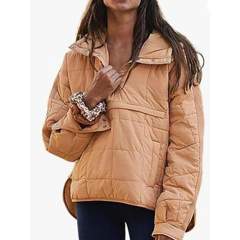 IHUASU Women's Vintage Casual Solid Color Print Autumn Winter Long Sleeve Jackets & Coats