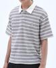 TRIP LE SENS Surfer Stripe Waffle Polo Shirt_Light Gray