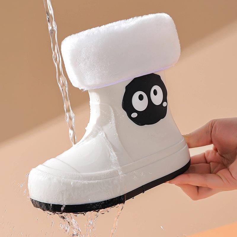 Winter Cotton-Padded Cute Cartoon Children's Rain Boots Outdoor Personality Waterproof Shoes Boys Girls Students Non-Slip Large