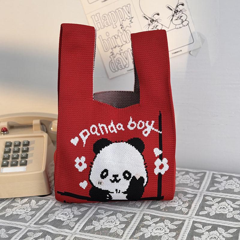 Kuanzhai Alley Souvenir: Chengdu Panda Grandpa Knitted Women's Tote Bag