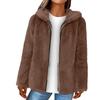 Damen doppelseitige Fleece-Kapuzenjacke lockere Passform durchgehender Reißverschluss Sherpa-Mantel weiche warme Oberbekleidung für Freizeitkleidung