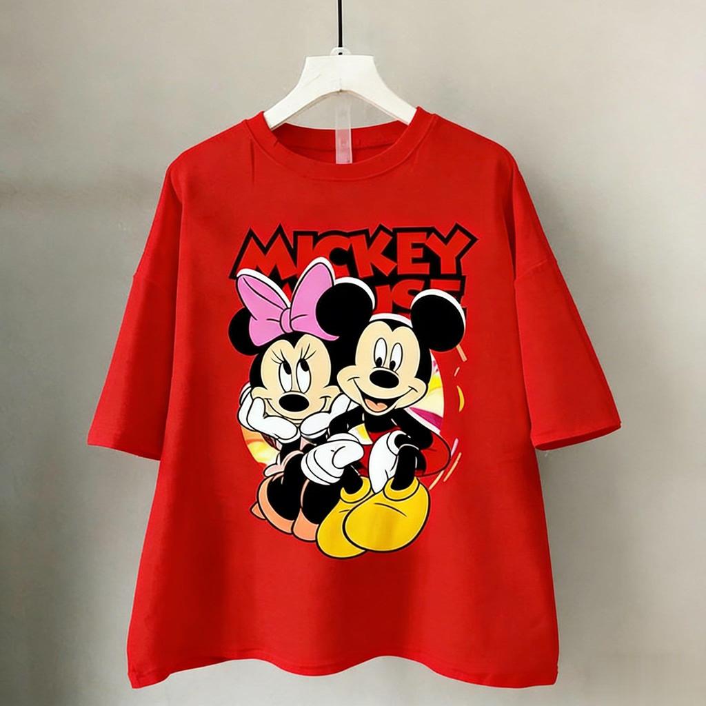 Mickey Minnie Mouse T Shirt Women Man Cotton Short Sleeve Tops Oversized Disney Graphic Tee 2026 Summer Y2k Casual Tops Unisex