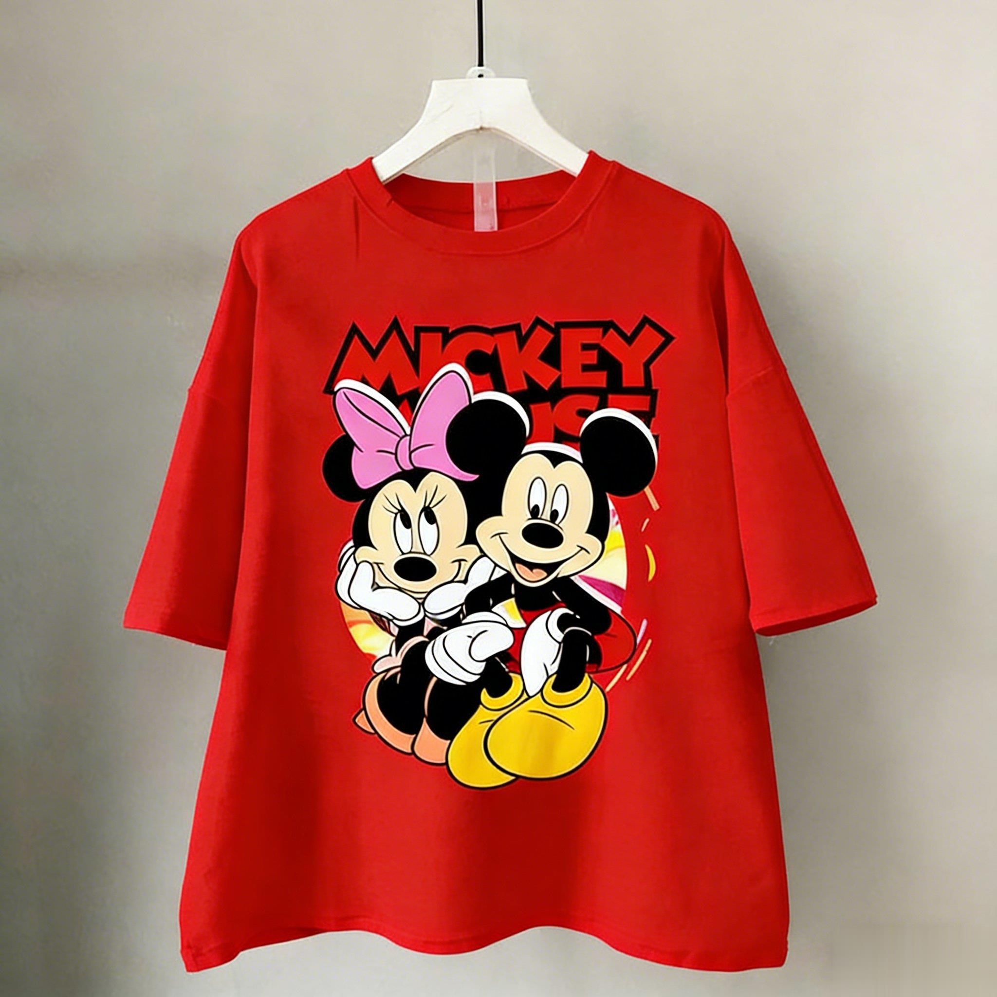 Футболка Микки Минни Маус Женская Мужская Хлопок Короткий Рукав Топы Оверсайз Дисней Графический Принт 2026 Лето Y2k Повседневные Топы Унисекс S