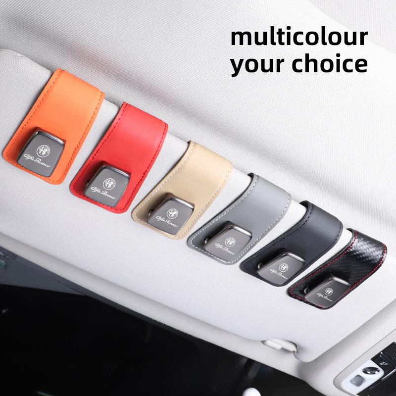 Car Sunshade Eyeglass Clip Card Storage Brace Accessories For Alfa Romeo 156 159 147 4C 8C 166 Giulia Giulietta Mito StelvioRG0