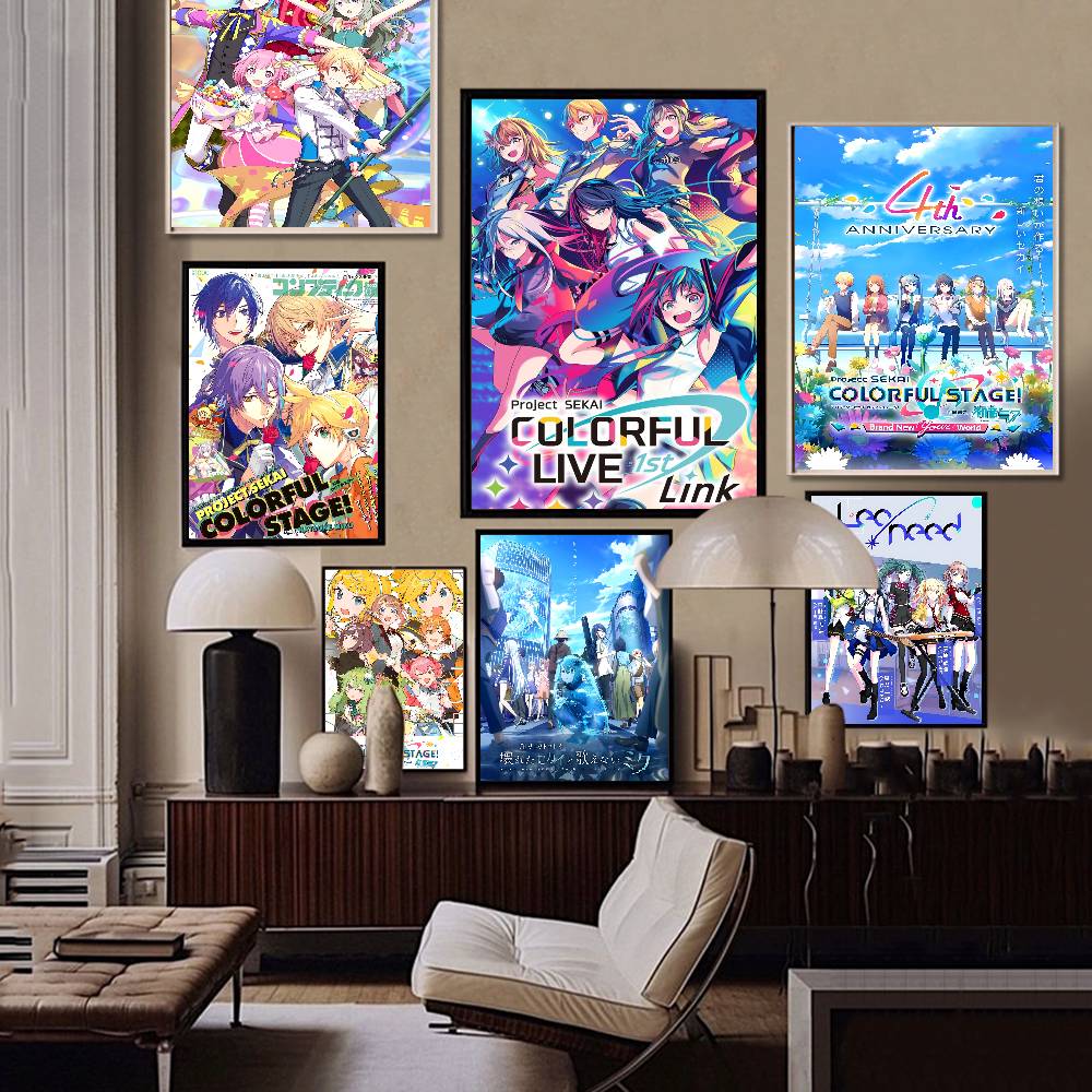 Anime P-project S-sekai Movie Sticky Posters Retro Kraft Paper Sticker DIY Room Bar Cafe Aesthetic Art Wall Painting