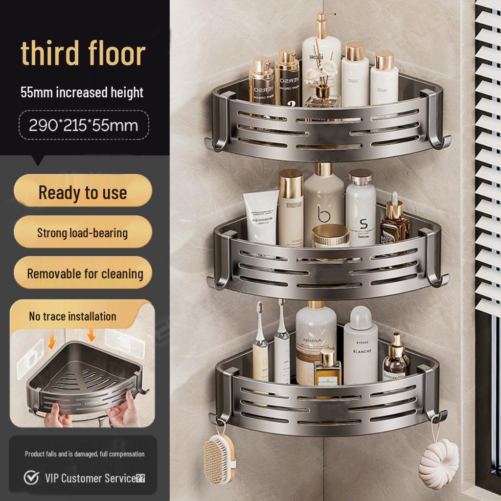 No-Drill Triangle Bathroom Wall-Mounted Shelf